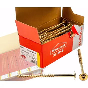 Vrut Klimas Wkret-Met TX 10x360mm - 1 Karton (4x25 ks) - Vruty do dřeva s talířovou hlavou, WKCP