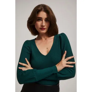 Halenka s výstřihem do V Marisse černá | zelená 2513364