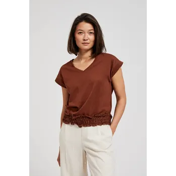 Dámská halenka Dámská halenka s elastickým pasem MOODO - hnědá Moodo hnědá | krémová | tmavě červená 2946754