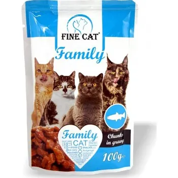 Krmivo pro kočku FINE CAT Family kapsičky pro kočky s RYBOU v omáčce 100g