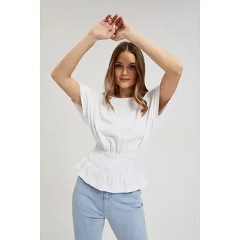 Dámská halenka Dámská halenka s elastickým pasem MOODO - bílá Moodo bílá | světle modrá 2848582