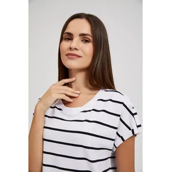 Dámské tričko proužkované MOODO - bílá Marisse černá | bílá | šedá 2946717
