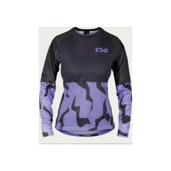 cyklistický dres Dres dámský TSG Seen jersey dlouhý rukáv Black-violet flakes, S