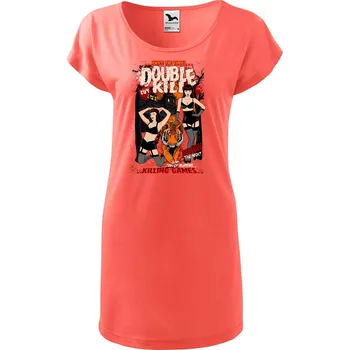Dámské tričko DOBRÝ TRIKO Dámské tričko/šaty Double kill Velikost: XL, Barva: Korálová