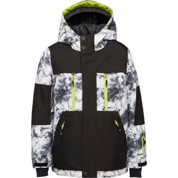 Chlapecká bunda Chlapecká snowboardová zimní bunda Lewro BENINO 152/158 Černá, Bílá, Světle zelená