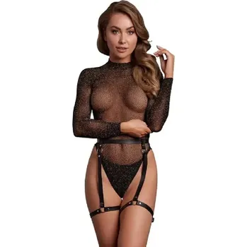 Dámský erotický korzet Le Désir Set body a podvazkový pás - černé