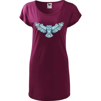 Dámské tričko DOBRÝ TRIKO Dámské tričko/šaty Letící sova Velikost: XL, Barva: Fuksiová