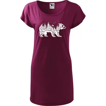 Dámské tričko DOBRÝ TRIKO Dámské tričko/šaty s potiskem Medvěd Velikost: L, Barva: Fuksiová