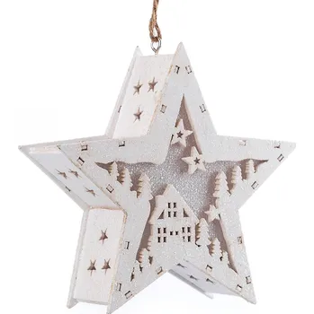 Vánoce Stoklasa dřevěná hvězda vánoční svítící k zavěšení bílá 1 ks
