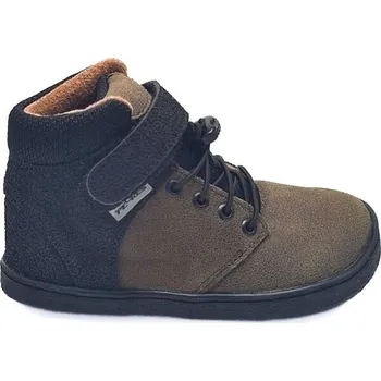 Dívčí obuv Dětské zateplené barefoot tenisky PEGRES BF 56L 28 Khaki, Černá
