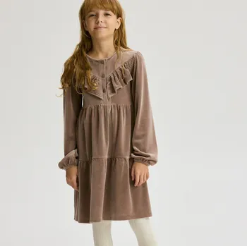 Dívčí šaty Reserved - Šaty s volánem - kávová - 229FW-84X - 229FW-84X-116