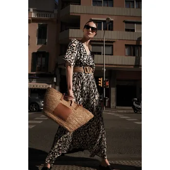 Dámské šaty Dámské vzorované šaty MOODO - černá Moodo černá | šedá | kaki | krémová | vícebarevná 2819286