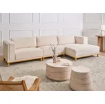 Pohovka světle béžová manšestrové čalounění 5místná levostranná dřevěné nohy moderní styl obývací pokoj Beliani