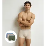 DIM COTTON STRETCH BIO BOXER 3x - Pánské boxerky z bio bavlny 3ks - DI000EAR zelená - světle hnědá - světle modrá XXL