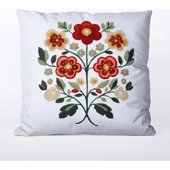 Povlak na polštář 45x45 nepromokavý polyester výšivka květiny červeno zelené