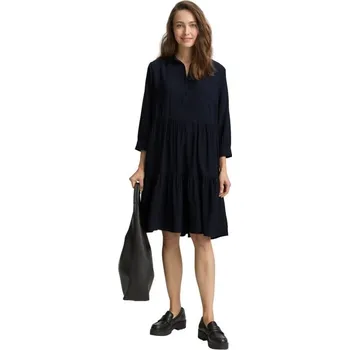 Dámské šaty TOM TAILOR® DÁMSKÉ KOŠILOVÉ ŠATY S VOLÁNEM - ČERNÉ 42