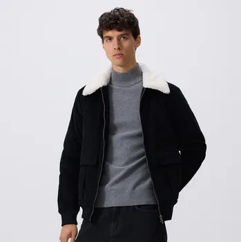 Dámský kabát Reserved - Manšestrová bunda s beránkem - černý - 027FW-99X - 027FW-99X-L