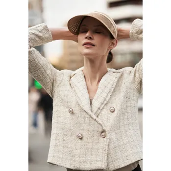 Dámské sako Dámský blazer MOODO - ecru bílý Marisse bílá | šedá 2710518