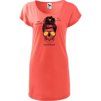 Dámské tričko DOBRÝ TRIKO Dámské tričko/šaty s potiskem Život mámy Velikost: XL, Barva: Korálová