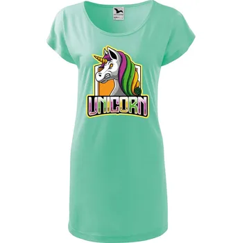 Dámské tričko DOBRÝ TRIKO Dámské tričko/šaty Naštvaný jednorožec Velikost: 2XL, Barva: Mátová