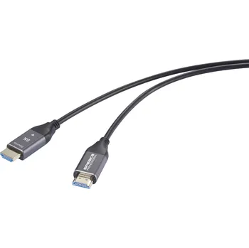 Video kabel SpeaKa Professional HDMI / optické vlákno kabel Zástrčka HDMI-A, Zástrčka HDMI-A 50 m černá SP-12842676 8K UHD, AOC (aktivní optický kabel) HDMI kabel