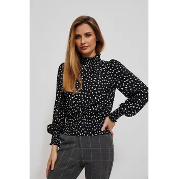 Halenka s potiskem a nabíranými rukávy Marisse černá | bílá | šedá 2017474