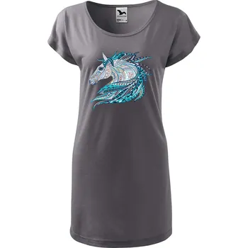 Dámské tričko DOBRÝ TRIKO Dámské tričko/šaty Hlava koně Velikost: L, Barva: Ocelová šedá