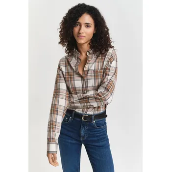 Dámská košile KOŠILE GANT REL CHECKED FLANNEL BD SHIRT CREAM