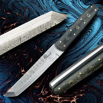 lovecký nůž Damaškový lovecký nůž Dellinger Damask Tanto Jute