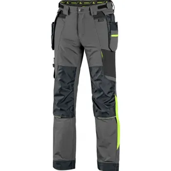 montérky CANIS Pánské kalhoty CXS NAOS, šedo-černé, HV žluté doplňky, Barva sivo-čierna, Velikost 46