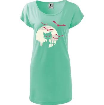 Dámské tričko DOBRÝ TRIKO Dámské tričko/šaty Kočka a netopýři Velikost: 2XL, Barva: Mátová