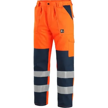 montérky CANIS Pánské výstražné kalhoty CXS NORWICH, zkrácené 170-176 cm, oranžovo-modré, Barva oranžovo-modrá, Velikost 56