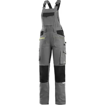 montérky CANIS Dámské kalhoty na kšandy CXS STRETCH, šedo-černé, Barva sivo-čierna, Velikost 48