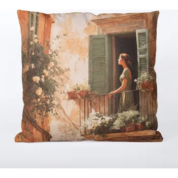 Povlak na polštář 45x45 nepromokavý polyester ráno na balkoně