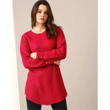 Tunikový pulovr se vzorem malinová 56