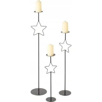 Svícen ČERNÝ KOVOVÝ SVÍCEN SADA 3 SVÍCNŮ výška 54,5 - 99,5 cm GWI OUTLET