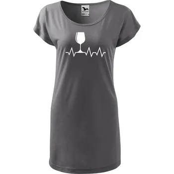 Dámské tričko DOBRÝ TRIKO Dámské tričko/šaty Tep srdce víno Velikost: S, Barva: Ocelová šedá