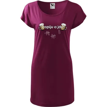 Dámské tričko DOBRÝ TRIKO Dámské tričko/šaty Dopiju a jdu Velikost: 2XL, Barva: Fuksiová