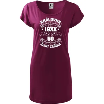 Dámské tričko DOBRÝ TRIKO Dámské tričko/šaty Královna život začíná Velikost: 2XL, Barva: Fuksiová