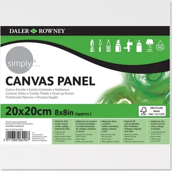 Malířské plátno Daler Rowney Malířské plátno Simply Canvas Panel Medium Grain Simply White 20 x 20 cm 1 ks