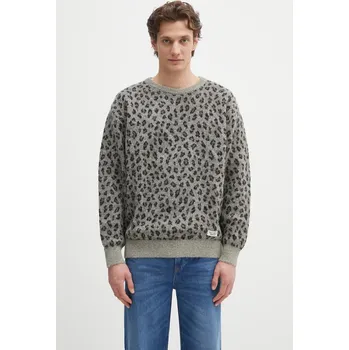 Pánský svetr Vlněný svetr Wacko Maria Leopard Mohair pánský, šedá barva, hřejivý, 24FW-WMK-KN11, XL, 09X