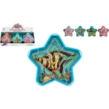 Hlavolam Teddies Bludiště hlavolam s kuličkou hvězda plast 9cm 4 barvy 24ks v boxu