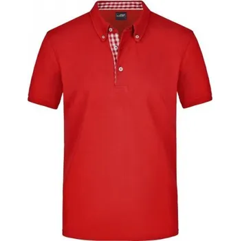 Pánské tričko JAMES & NICHOLSON Pánská polokošile JAMES & NICHOLSON 964 s krátkým rukávem, červená, Barva červená, Velikost L