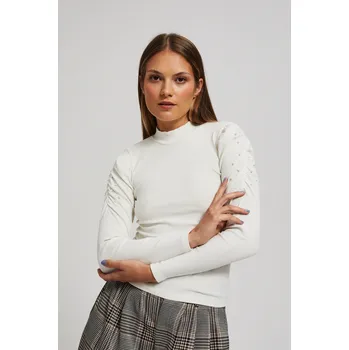 Halenka s nabíranými rukávy - bílá || - ecru Marisse bílá | šedá | krémová | vícebarevná | vícebarevná 2474943
