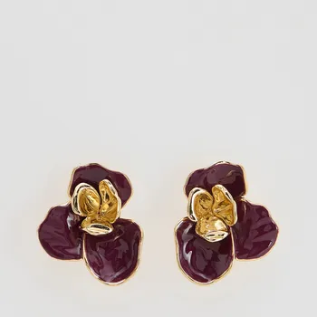 Náušnice Reserved - Náušnice s květinovým motivem - tmavě fialová - 442FD-49X - 442FD-49X-ONE