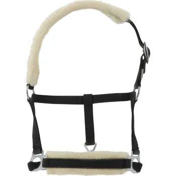 Vybavení pro koně Ohlávka pro hříbata RIDING WORLD s beránkem černá