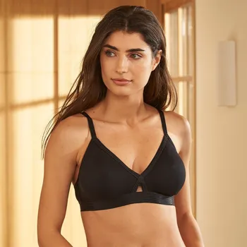 Podprsenka Bavlněná podprsenka s překříženými lemovkami, bez kostic černá 85C