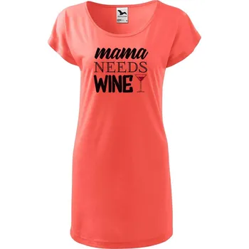 Dámské tričko DOBRÝ TRIKO Dámské tričko/šaty Mama needs wine Velikost: 2XL, Barva: Korálová