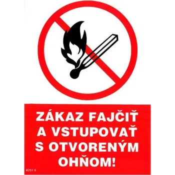 Značení Nová práca, s.r.o. Bezpečnostní tabulka - Zákaz kouřit a vstupovat s otevřeným ohněm