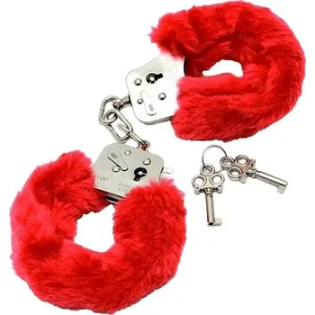 Rimba Kovová pouta na ruce oplyšovaná - červená